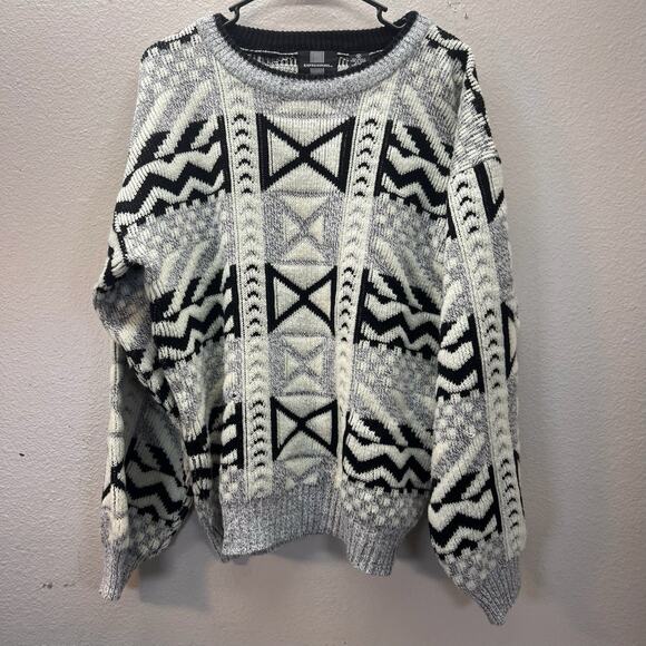 Expressions Vintage 90s Acrylic Sweater Mens M Grandpa Cosby Pattern Pullover￼ - Picture 1 of 3